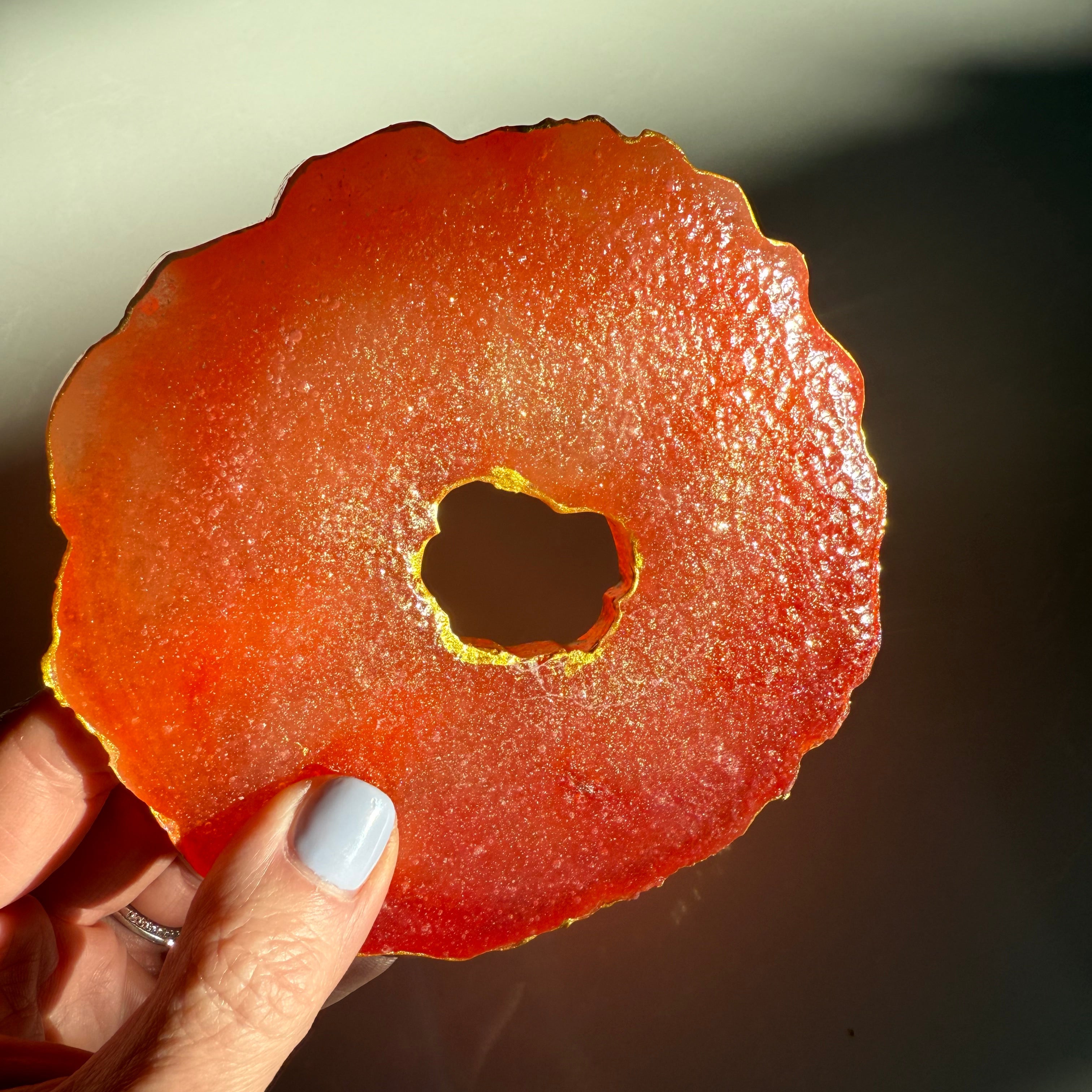 Handmade edible geode crystal candy slices with edible gold leaf – artisanal Japanese kohakutou in assorted flavors and colors