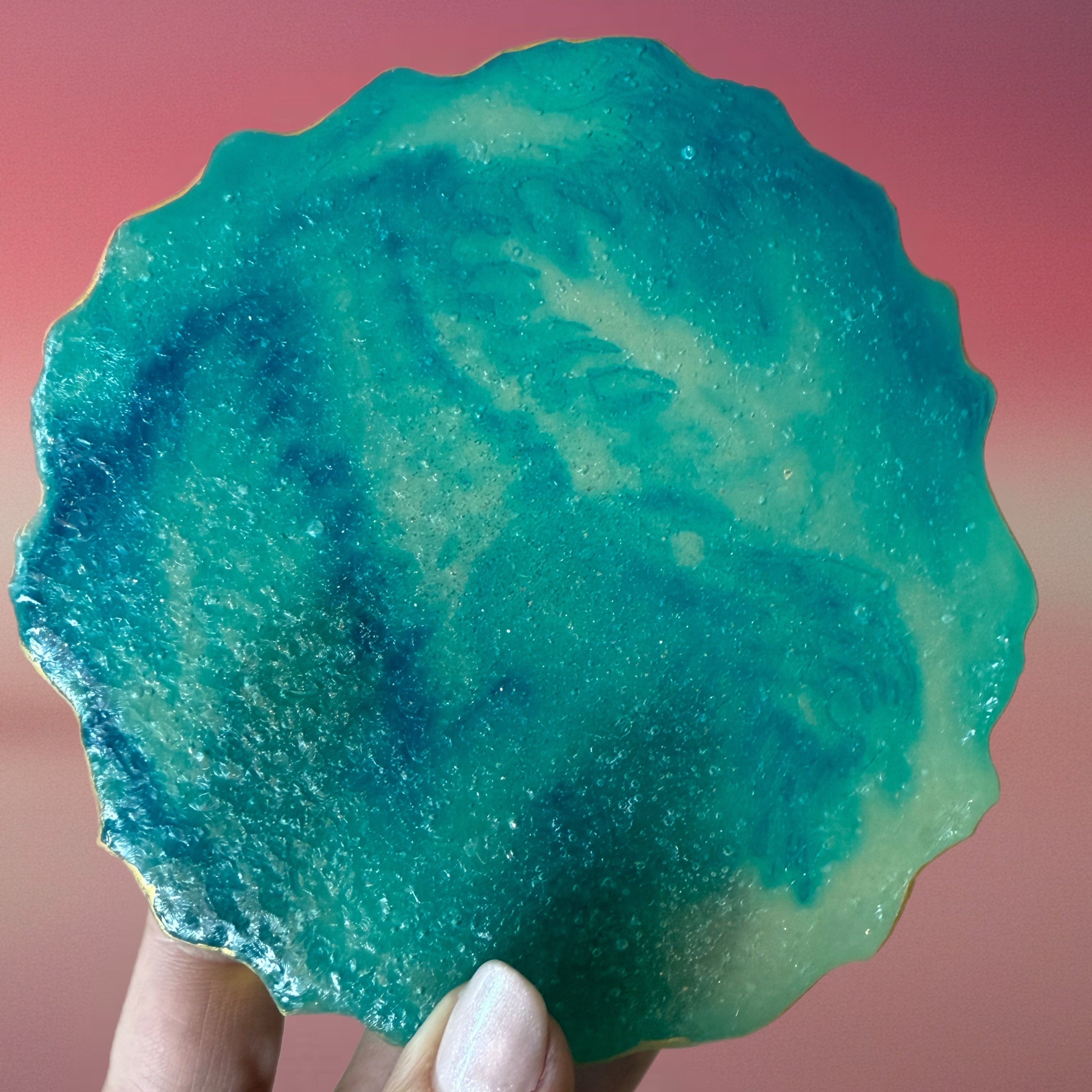 Handmade edible geode crystal candy slices with edible gold leaf – artisanal Japanese kohakutou in assorted flavors and colors