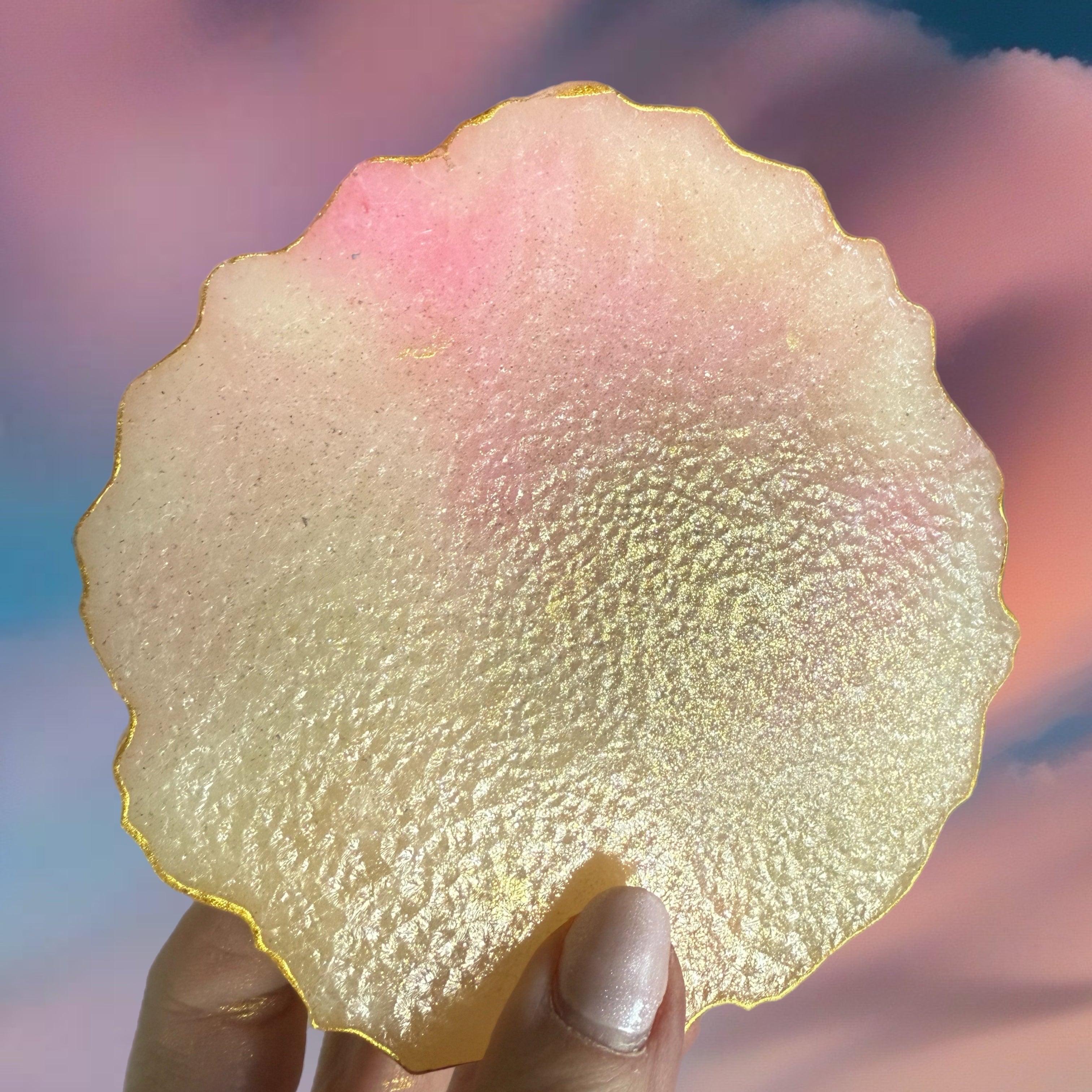 Handmade edible geode crystal candy slices with edible gold leaf – artisanal Japanese kohakutou in assorted flavors and colors