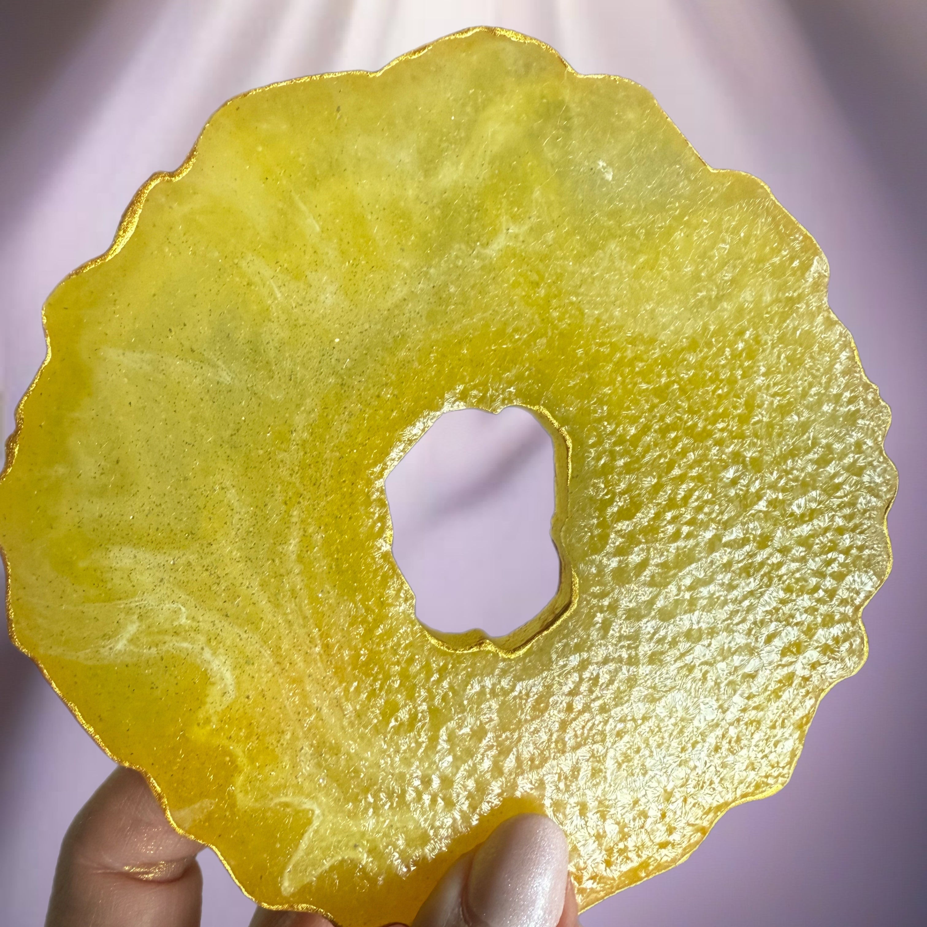 Handmade edible geode crystal candy slices with edible gold leaf – artisanal Japanese kohakutou in assorted flavors and colors