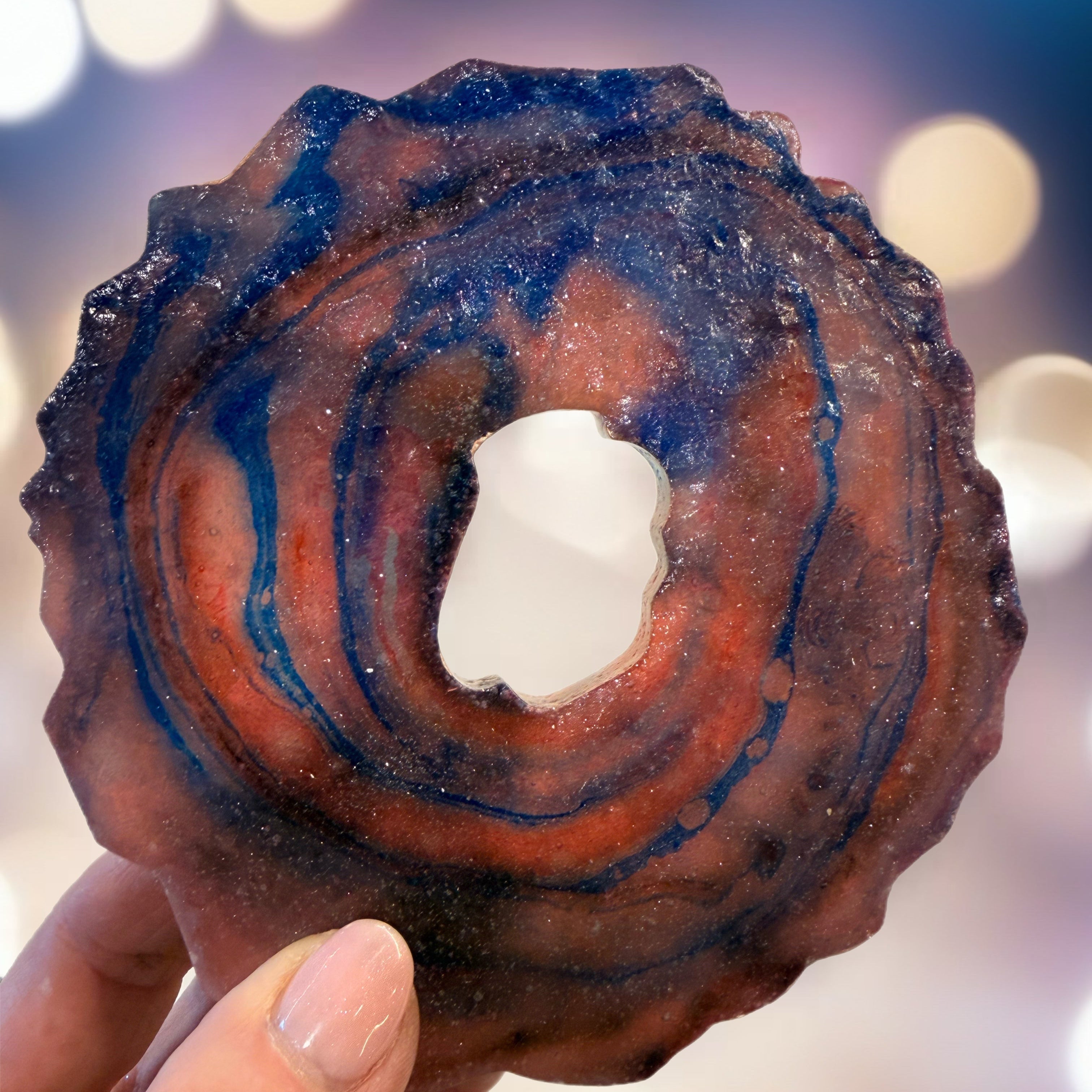 Handmade edible geode crystal candy slices with edible gold leaf – artisanal Japanese kohakutou in assorted flavors and colors