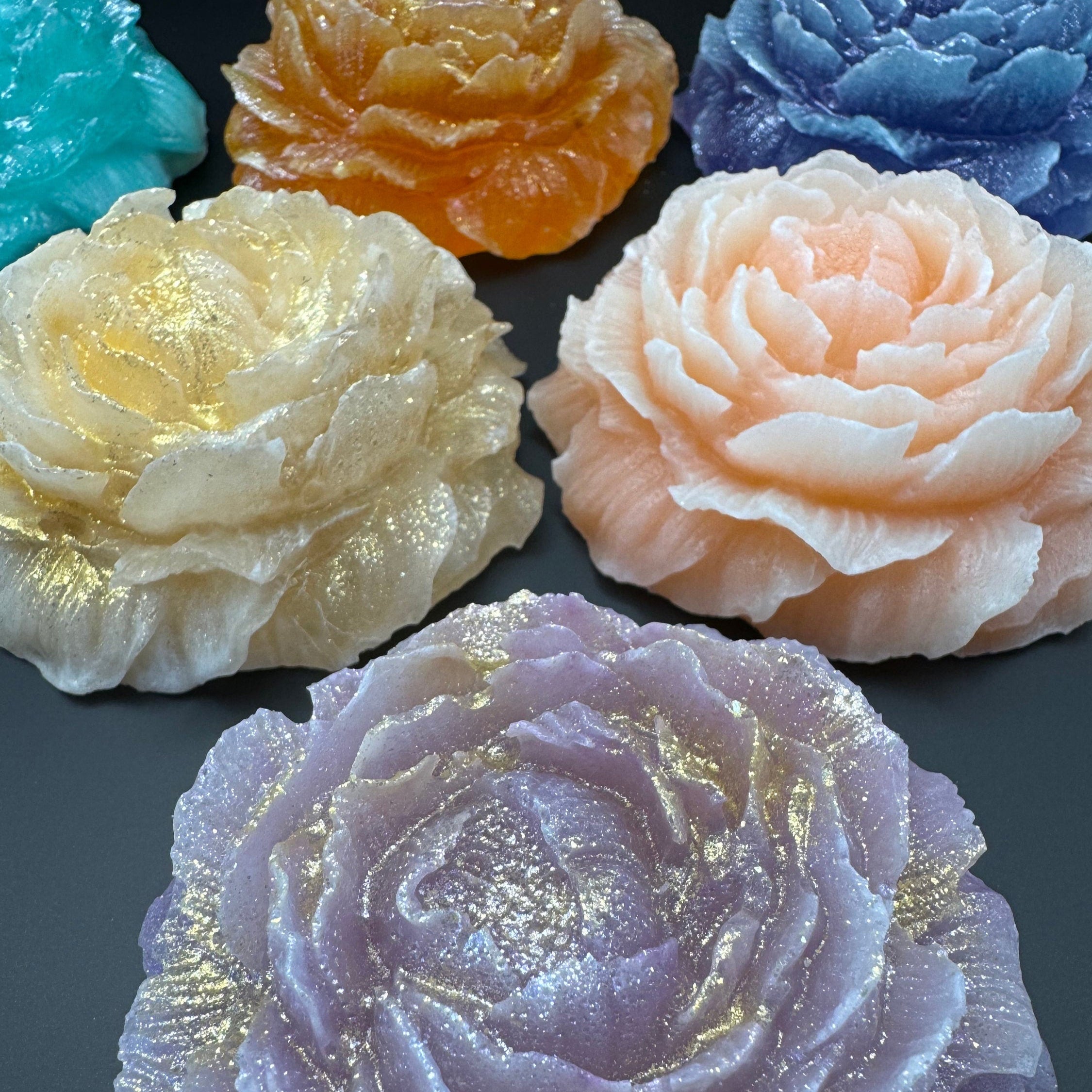 Crystal Candy Edible GEM Peony rose flower, Kohakutou Candy, Edible Crystal, ASMR viral TikTok candy, Vegan, Gluten-Free, Dairy- Free Candy