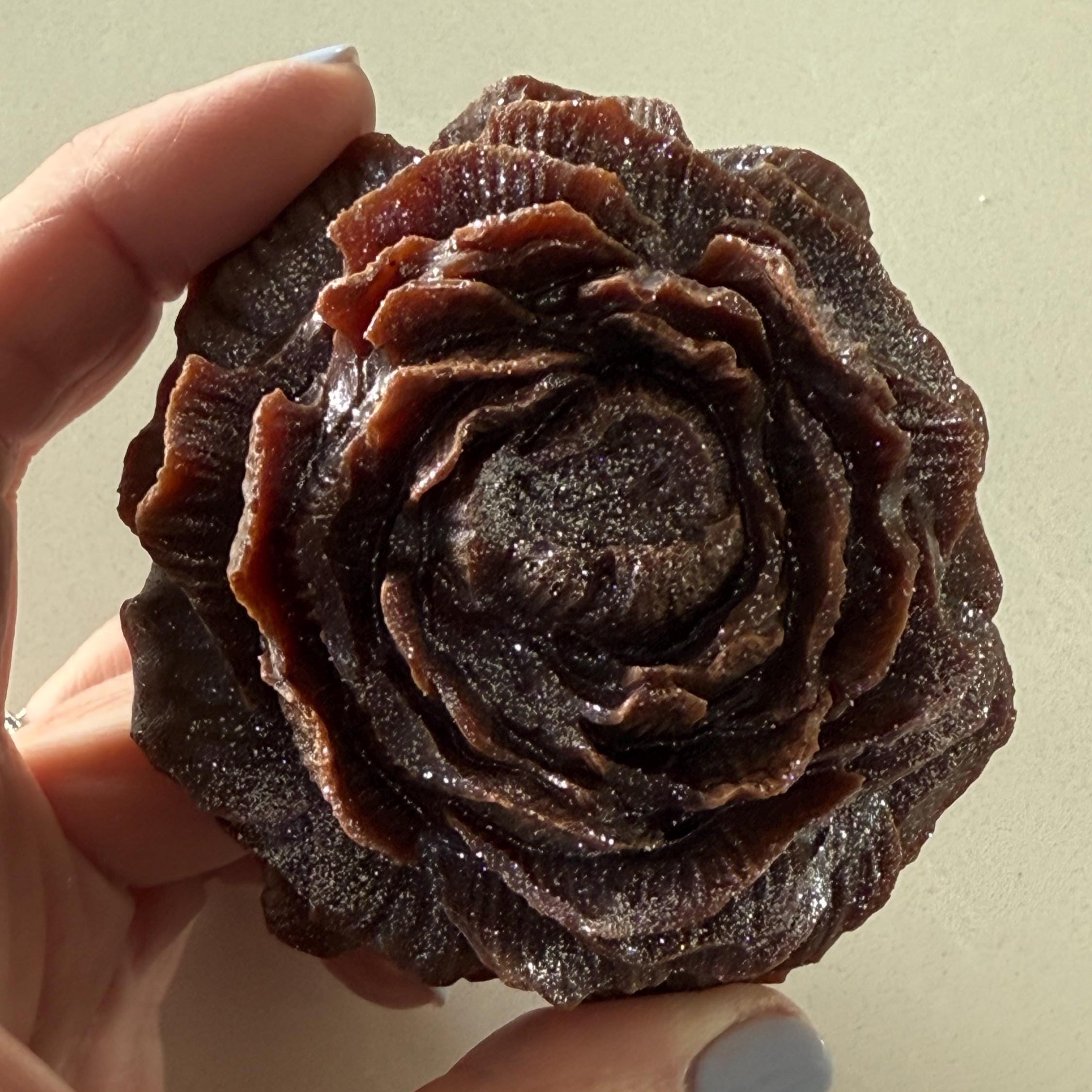 Crystal Candy Edible Peony Rose flower, Kohakutou Candy, Chocolate filled with Caramel