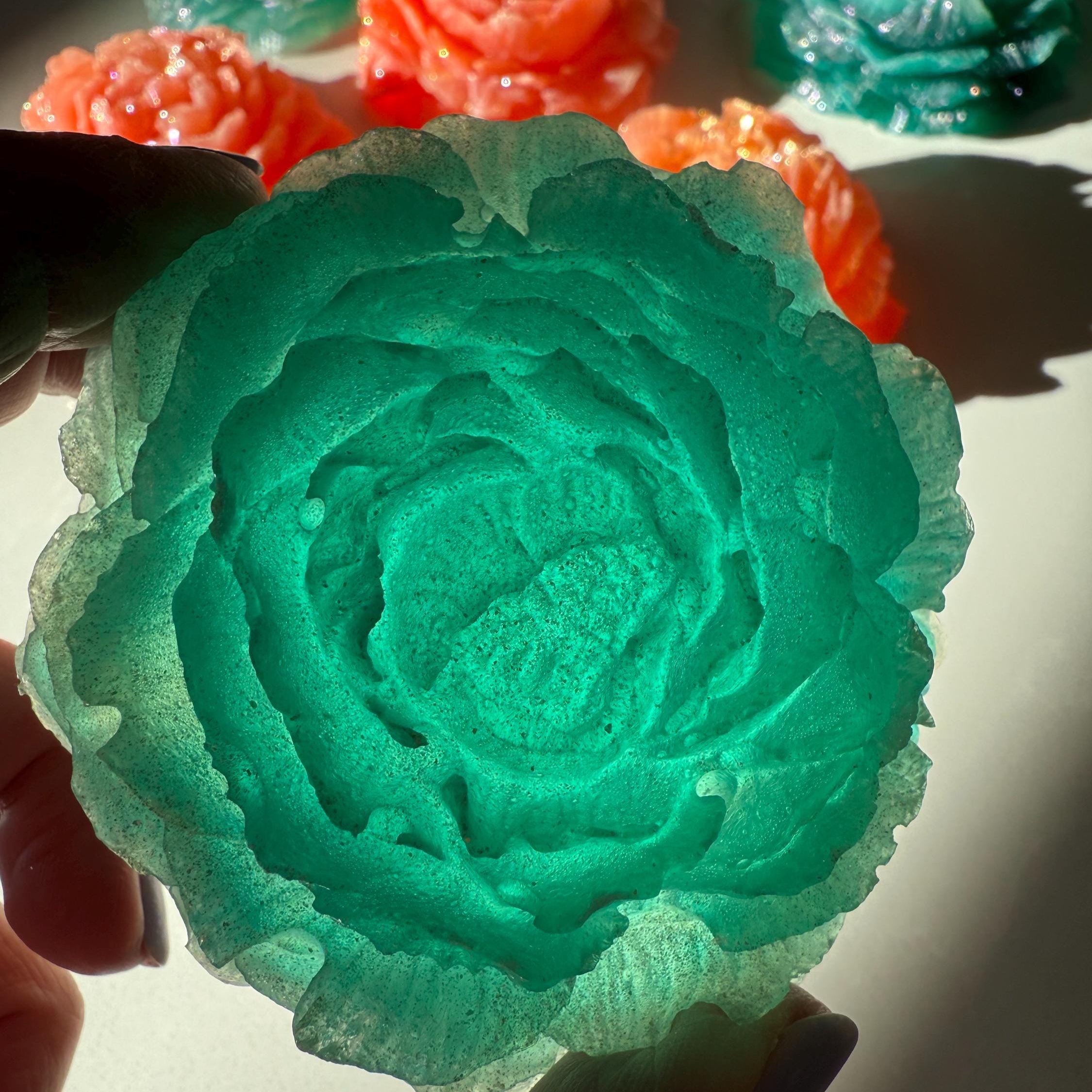 Crystal Candy Edible GEM Peony rose flower, Kohakutou Candy, Edible Crystal, ASMR viral TikTok candy, Vegan, Gluten-Free, Dairy- Free Candy