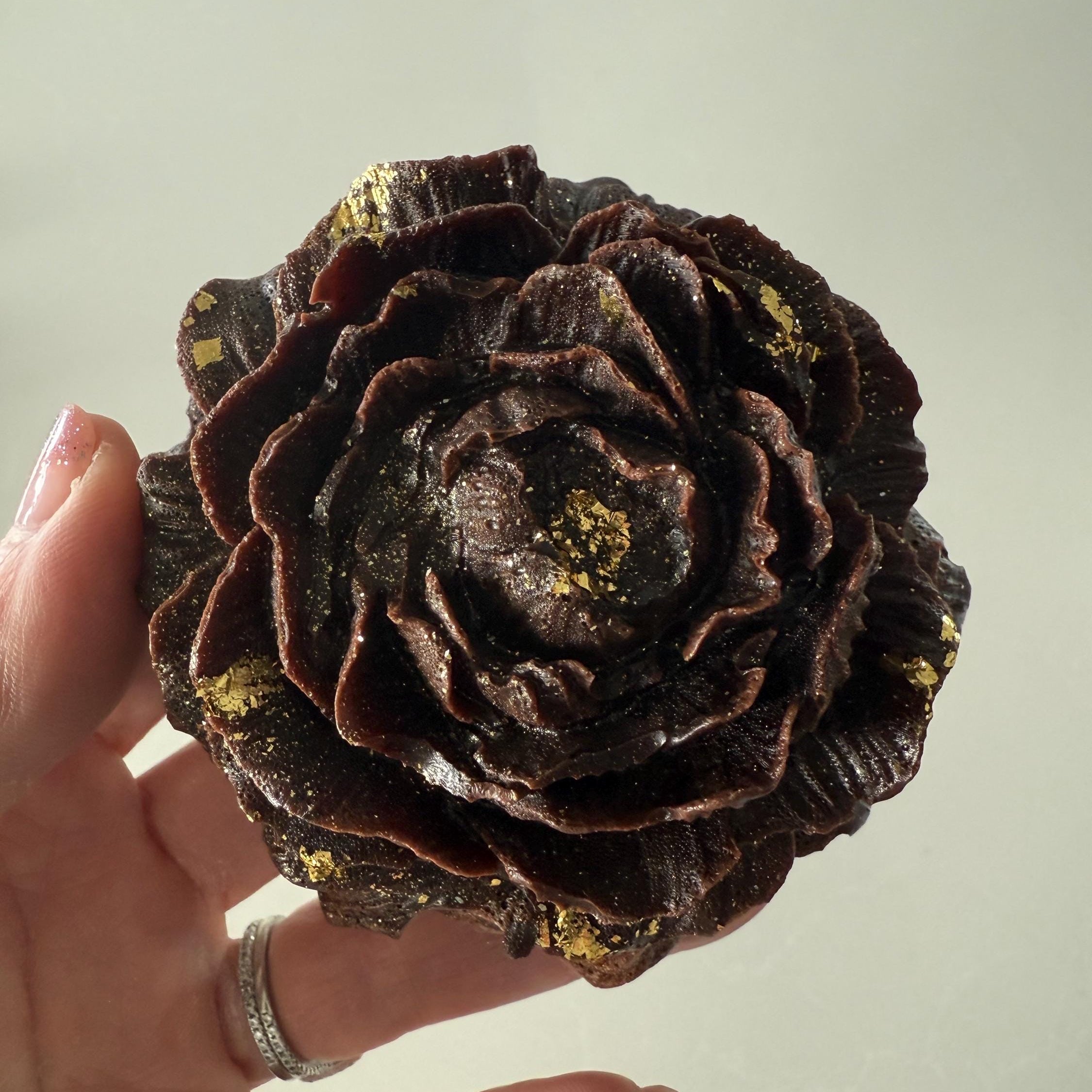 Crystal Candy Edible Peony Rose flower, Kohakutou Candy, Chocolate filled with Caramel