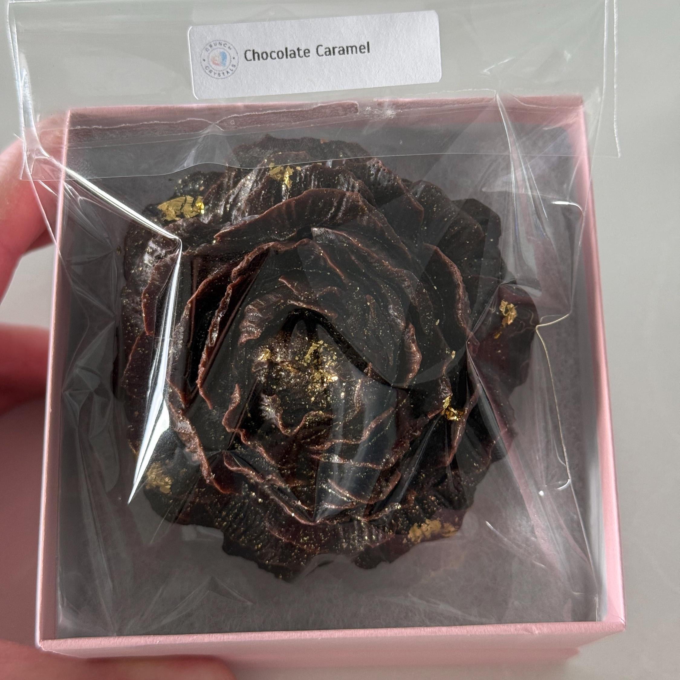 Crystal Candy Edible Peony Rose flower, Kohakutou Candy, Chocolate filled with Caramel