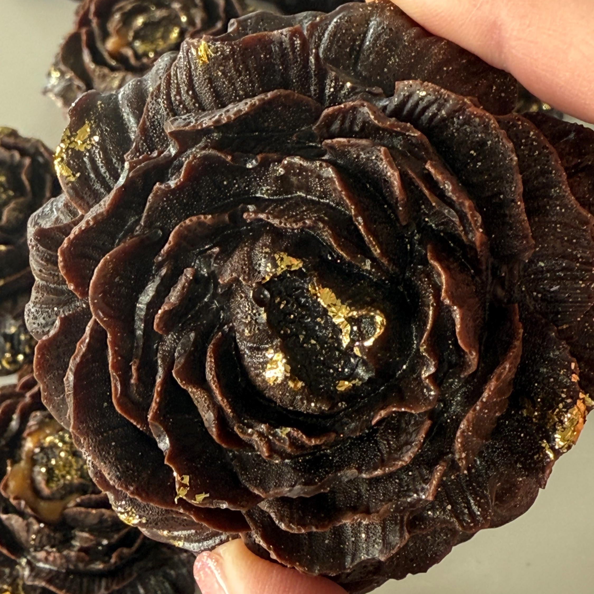 Crystal Candy Edible Peony Rose flower, Kohakutou Candy, Chocolate filled with Caramel