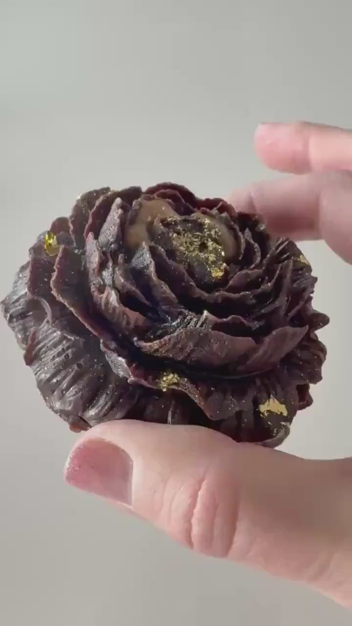 Crystal Candy Edible Peony Rose flower, Kohakutou Candy, Chocolate filled with Caramel